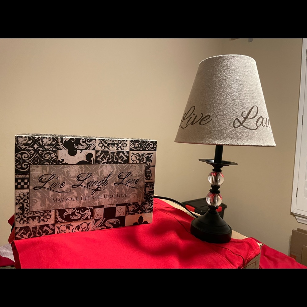 *SOLD*$10-Live Love Laugh themed Lamp and Deco Storage Box